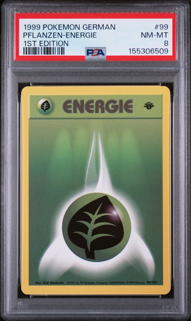 PSA 8 NM-MT Grass Energy (Pflanzen-Energie) 1st 97/102 1999 German Base Set Card